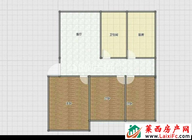 莱西宏远长安都会住宅小区二手房出售,121m2,3室2厅